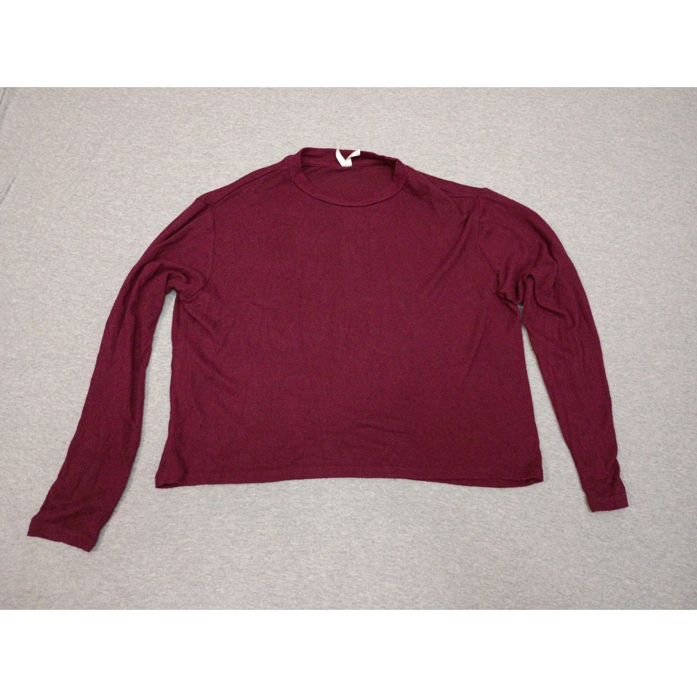 Mudd Womens Medium Burgundy Maroon Long Sleeve Crew Neck Cropped Top JM93K052RS